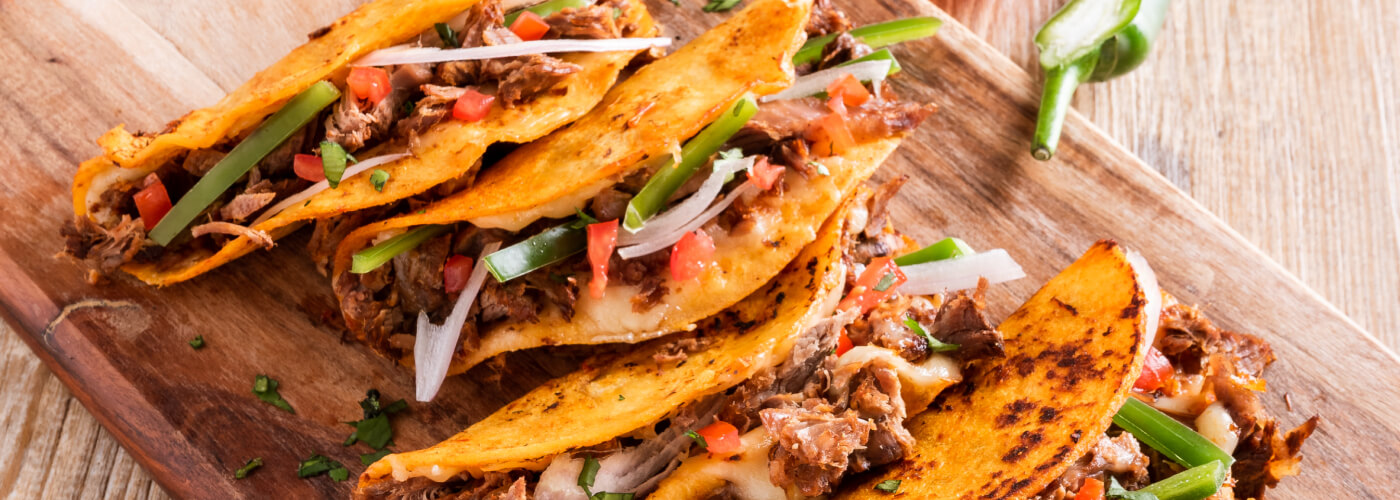 Mexican beef birria tacos banner