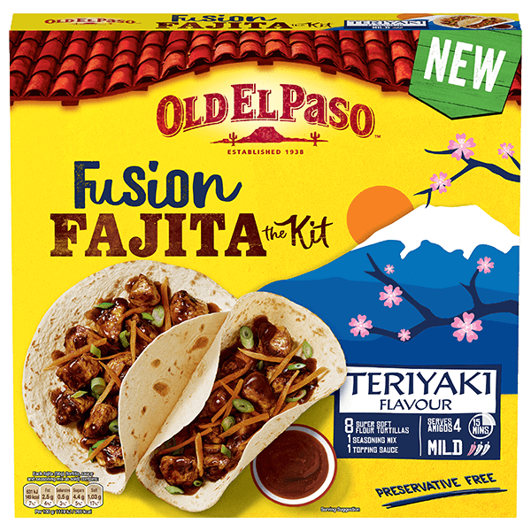pack of Old El Paso's fusion teriyaki fajita kit (451g)