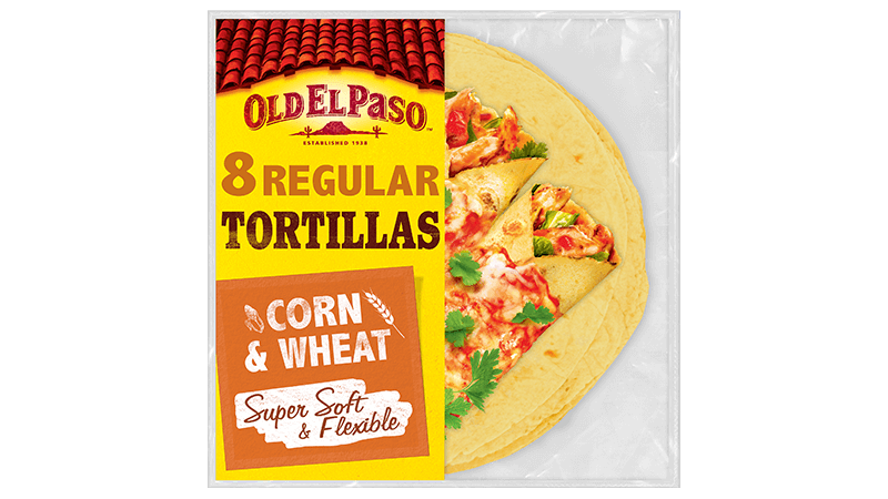pack of Old El Paso's 8 regular tortillas (326g) for a tasty meal
